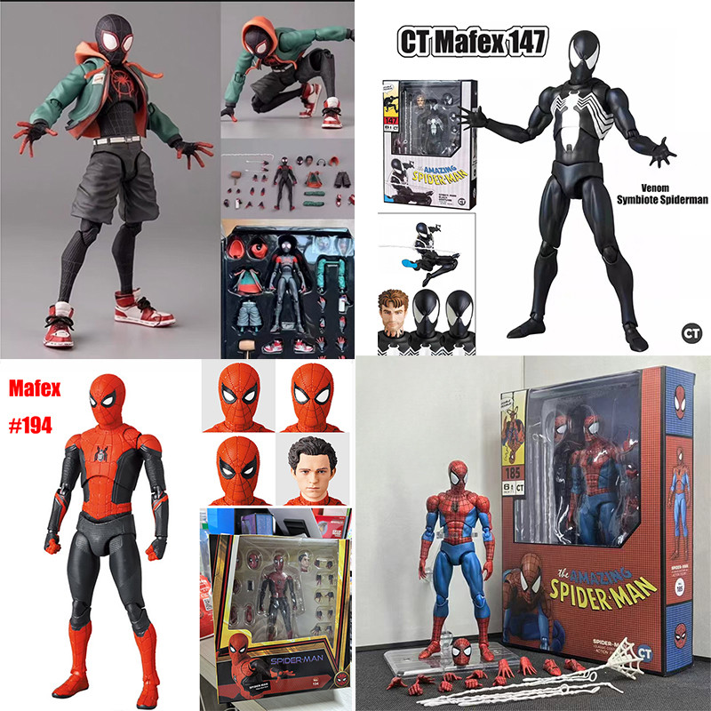 Spider-man:far จากบ้าน mafex Spider man 185 Spider-man Action Figure Symbiote Spiderman Shf Andrew Garfield Tobey Magueire Miles Morales Mdoel ของเล่น