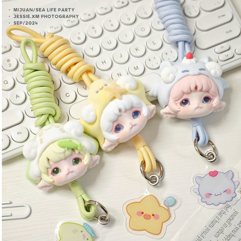 🔥สินค้าใหม่🔥1 ชุด 9 กล่อง MIJUAN V.2 sea life party กล่องตาบอดไวนิลใบหน้าของเล่นสายโทรศัพท์