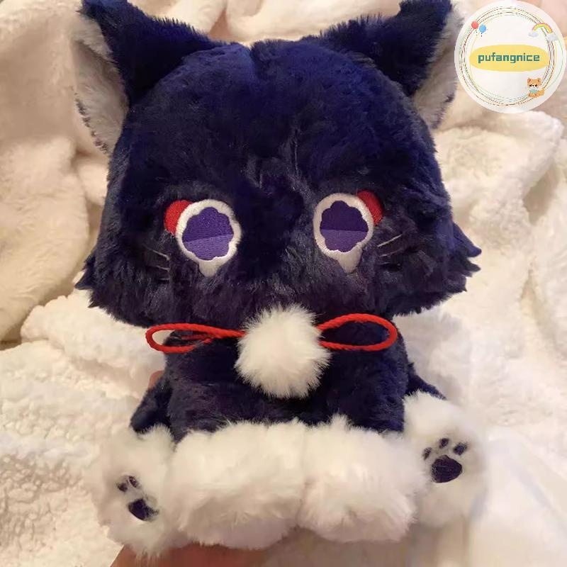 Pufangnice 25 ซม.เกมGenshin Black Cat Fluffy Impact Wandererสัตว์เลี้ยงของเล่นตุ๊กตาScaramoucheแมวคอสเพลย์ตุ๊กตาตุ๊กตาหมอนของขวัญเด็กTH
