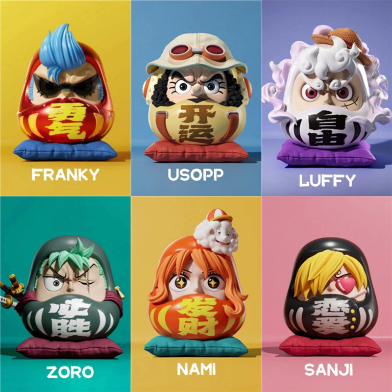 6 ซม.Q-version One Piece อะนิเมะรูป Nika Luffy Zoro Sanji Nami Cos Super Dharma ตุ๊กตา PVC รูปปั้นของเล่นเครื่องประดับรถ