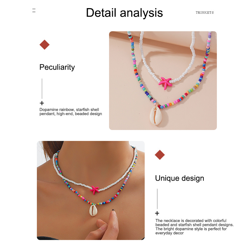 COD-ส่งเร็วจากไทย🎀แฮนด์เมดลูกปัดไหปลาร้าโซ่ผู้หญิงอารมณ์สดชื่นสร้อยคอชุดสร้อยคอปลาดาว-Tender - รูปที่ 3