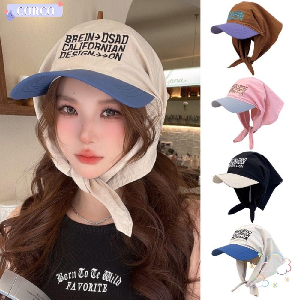 Corco ครีมกันแดด Headscarf หมวก, Breathable UV Protection Letter เบสบอลหมวก,ปรับ Quick Drying ปัก Sun Caps ฤดูร้อน