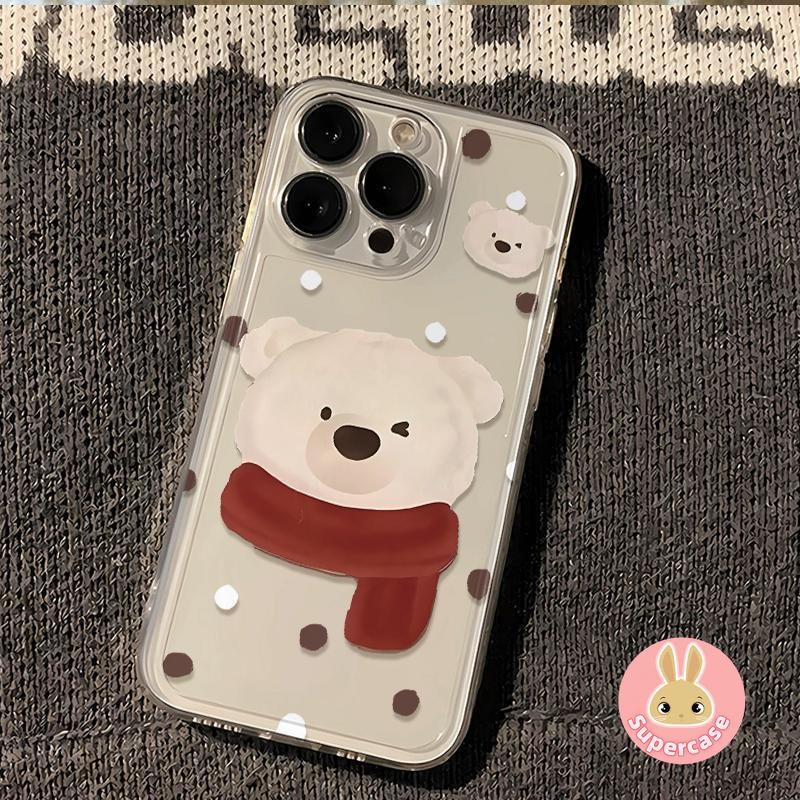 ผ้าพันคอน่ารักหมีเคสโทรศัพท์สําหรับvivo Y300 Pro Y200 Y17S Y28 Y56 Y33S 5G Y02S S1 Y7S Y31S Y33E Y27 Y16 4G Y51S Y52 X50S X23 X50S X60S X52 X52S UD