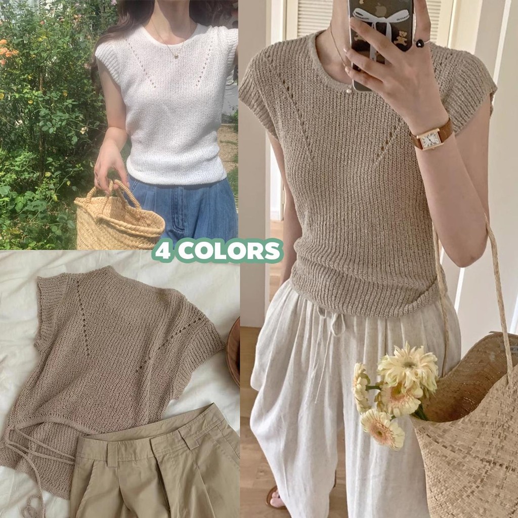 mimi&didi#เสื้อยืดไหมพรม เสื้อวินเทจ คอกลม แขนสั้น ทรงเข้ารูป ดีไซน์ผูกเชือกที่ด้านหลัง แฟชั่น เนื้อผ้าบาง#5211