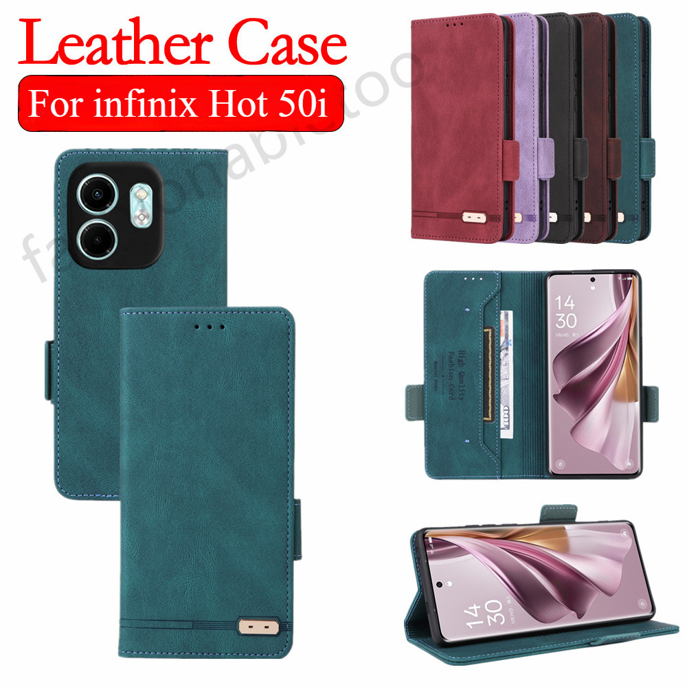 Flip หนังสําหรับ infinix Hot 50 i 50i 50pro + 50proplus 40 pro 40pro 40i Hot50 i Hot50i Hot50pro + Hot40 pro Hot40pro Hot40i วงเล็บแม่เหล็กปลอกกันกระแทกปกหลัง