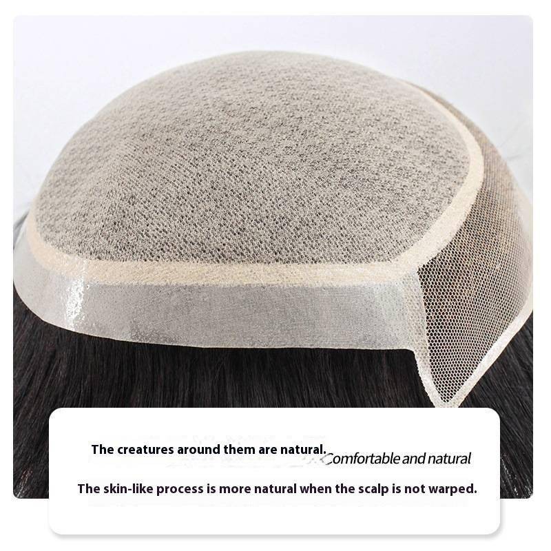ไม่มีปม ดูธรรมชาติ 6 นิ้วผมมนุษย์ Toupee เปลี่ยนระบบตรงทนทาน Toupee Remy วิกผมธรรมชาติ Hairline Virgin ผมเปลี่ยน