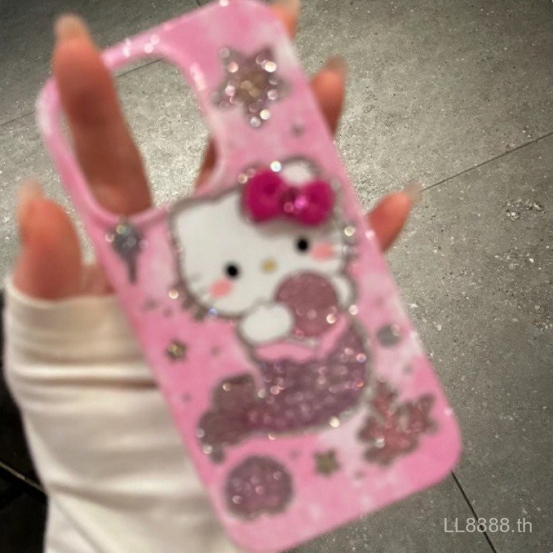 เคสโทรศัพท์มือถือสำหรับ iPhone เมอร์เมด Hello Kitty 15/14/13PROMAX 12/11pro นุ่ม XR/xsmax กันกระแทก7/8PLUS เคสป้องกันแบบเต็มรูขนาดใหญ่ vfcz