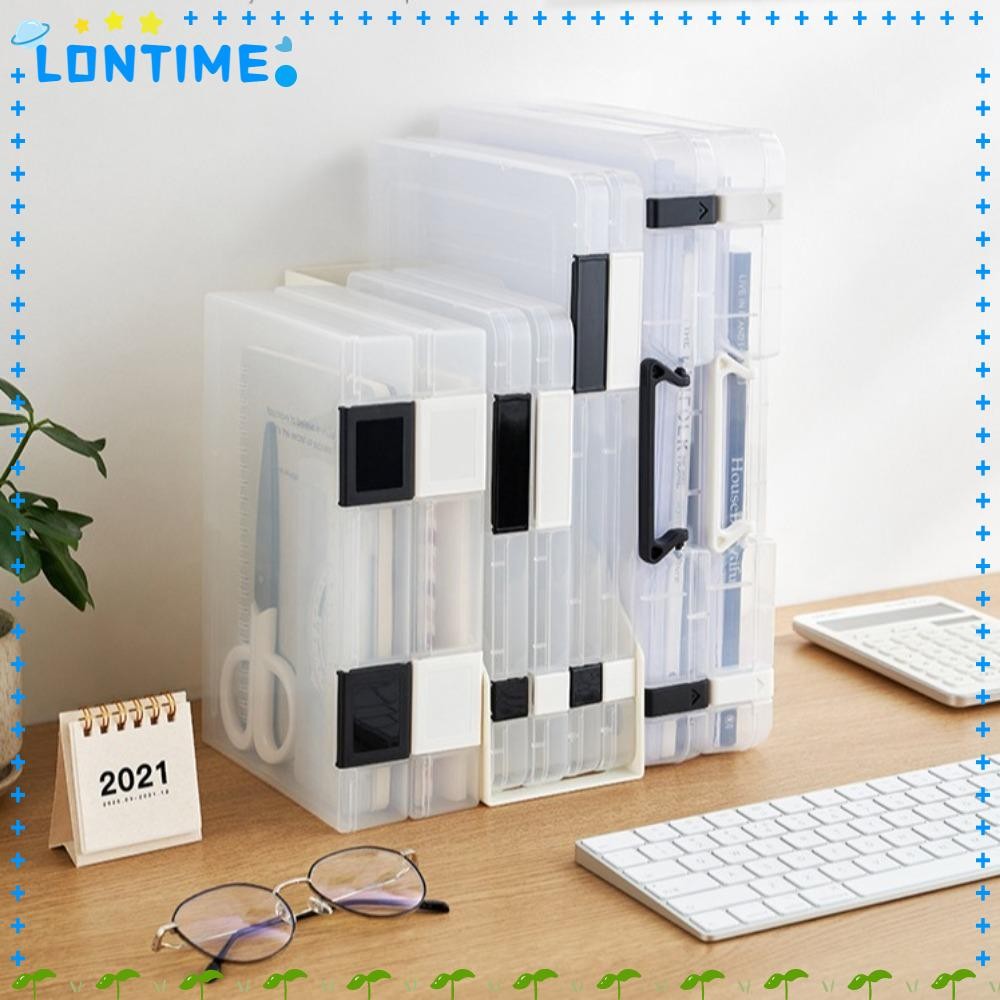 กล่องเก็บไฟล์ LONTIME A4, กล่องแฟ้ม A4 พลาสติกแบบพกพา, การจําแนกกระดาษทดสอบโปร่งใสกล่องเอกสารกันฝุ่น