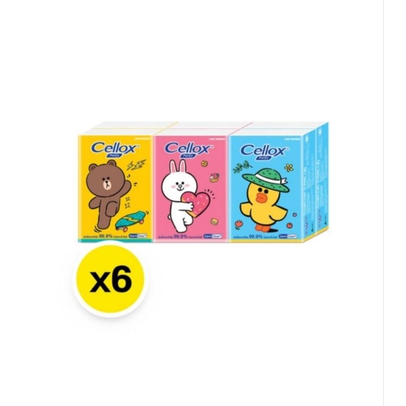 เซลล็อกซ์ พิวริฟาย กระดาษเช็ดหน้า แบบ พกพา 6 ซอง x 6