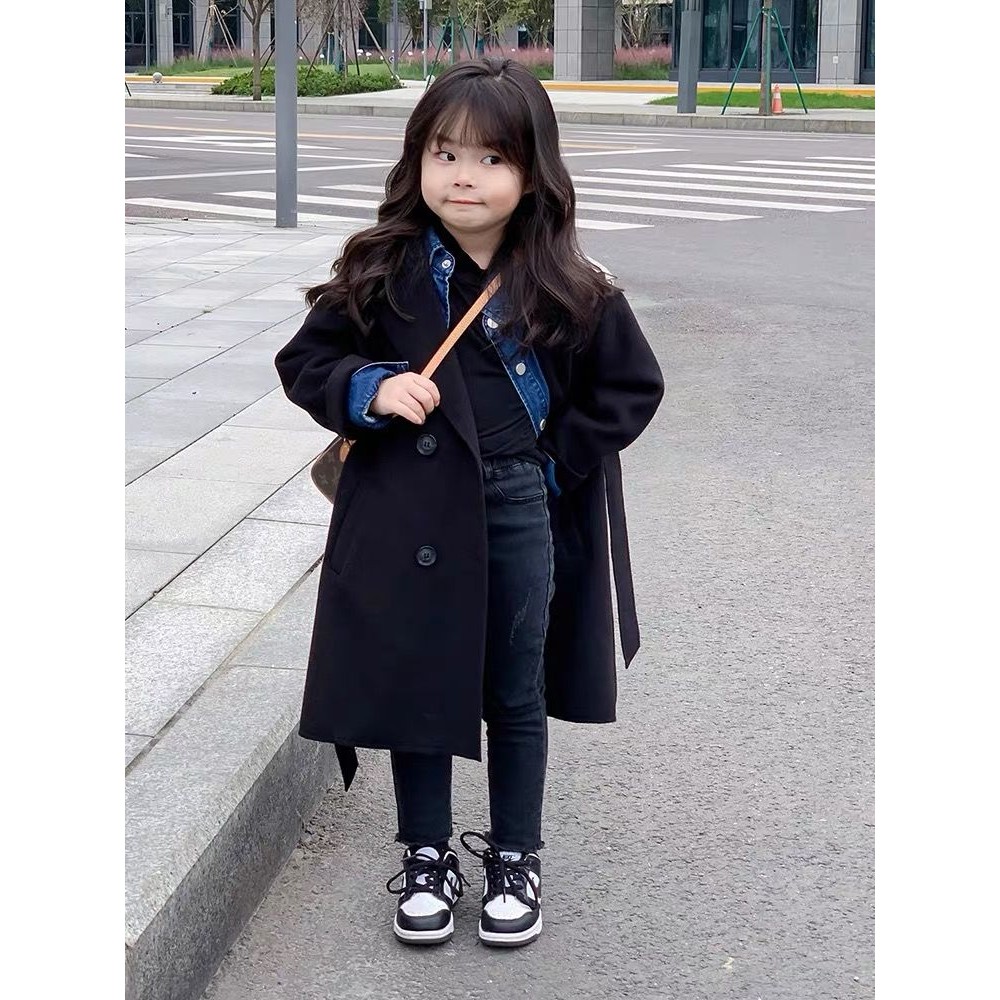 แฟชั่น เสื้อแจ็คเก็ตผ้าขนสัตว์เด็กผู้หญิงสไตล์เกาหลีฤดูใบไม้ร่วงฤดูหนาวสไตล์อินเทรนด์