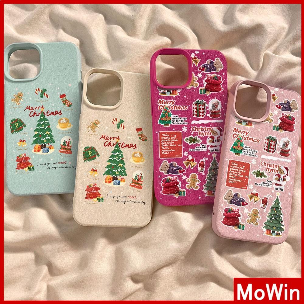 Movin - เคส iPhone 16 Pro Max iPhone 11 เคสหนังเนื้อนิ่มสีแคนดี้ TPU ต้นคริสต์มาสน่ารัก Compatible With iPhone15 Pro max 14 13 12 Pro max XS XR 7 Plus 8 Plus