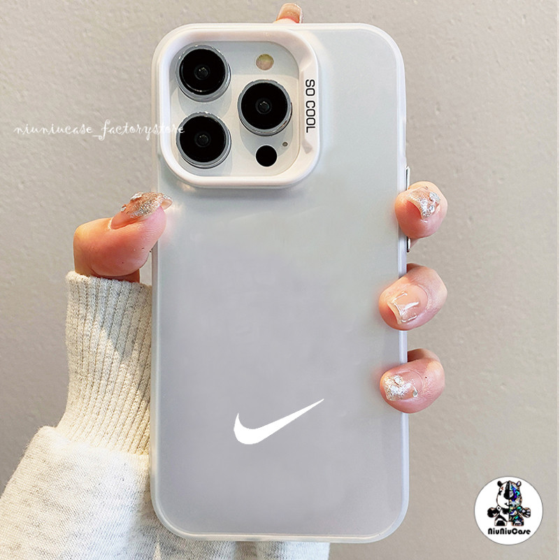 ตะขอสีขาวเรียบง่าย เคสไอโฟน11 13 16 ซิลิโคนนุ่มเคสโทรศัพท์ For IPhone 11 13 12 7Plus 14 15 Pro MAX 8P X XR XS เคสมือถือ