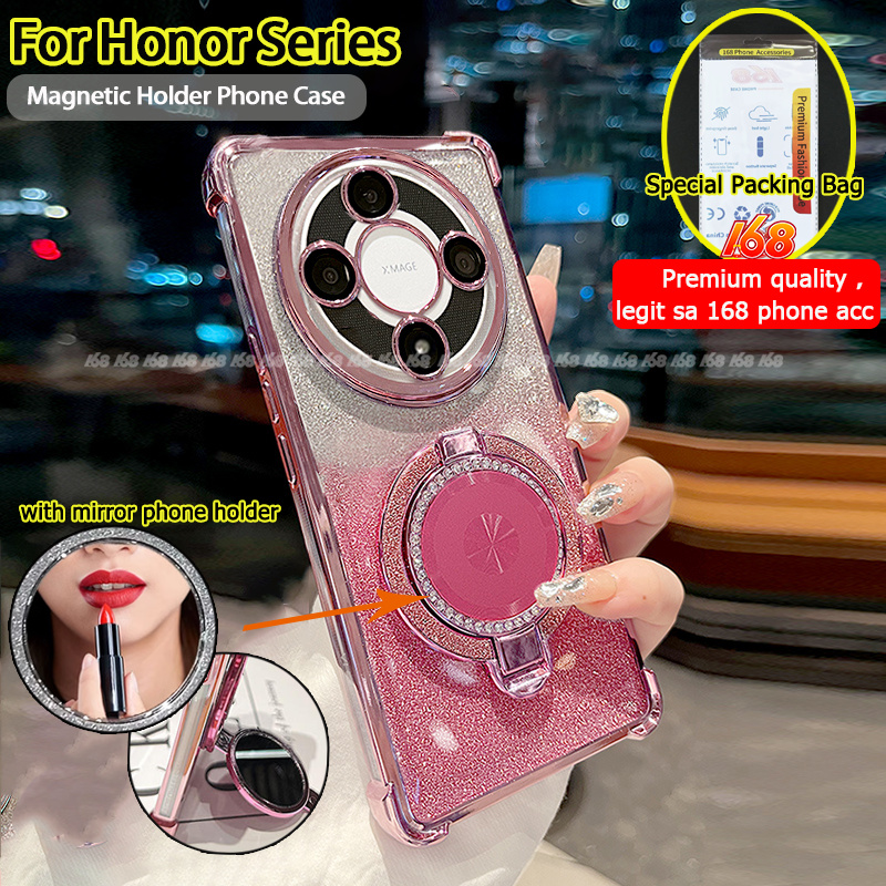 เคส Honor X9C X9D X9B X9A 5G เคส Honor X9C Smart เคสใสเยลลี่กันกระแทกเคสกลิตเตอร์หรูหราพร้อมเลนส์กล้