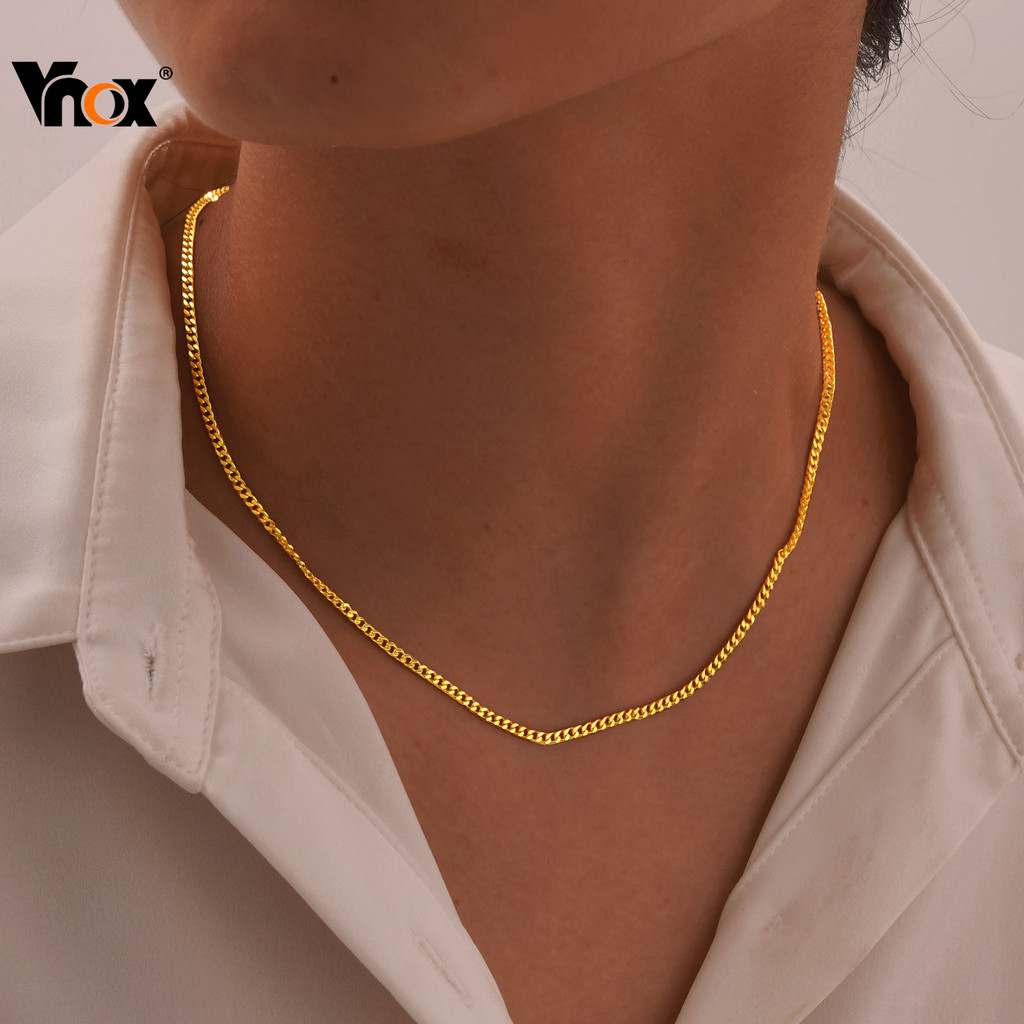 Vnox 18K Gold Crude Chain สร้อยคอผู้หญิง,สแตนเลสสตีล Link Chain Hypoallergenic Stacked เครื่องประดับของขวัญ