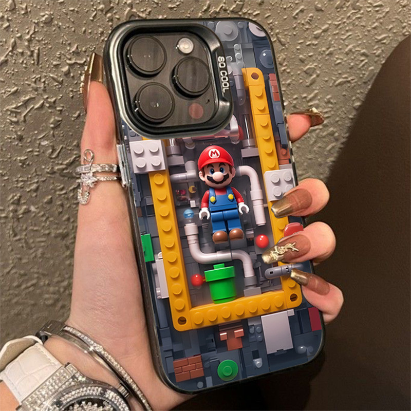 น่ารัก Mario Creative Machinery สําหรับ Xiaomi POCO F5 X5 X6 M6 F6 Pro Mi 11 Lite 5G NE Mi 14 13 12T 13T 14T Pro หรูหรา IMD ชุบโลหะกันกระแทกปกแข็ง
