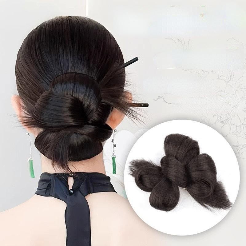 Vogue Hair Bun วิกผม Clip-in ดอกไม้ Bud Ball Head ผม Elegant updo สไตล์โบราณดอกไม้วิกผมกระเป๋าเจ้าสาว Elegant
