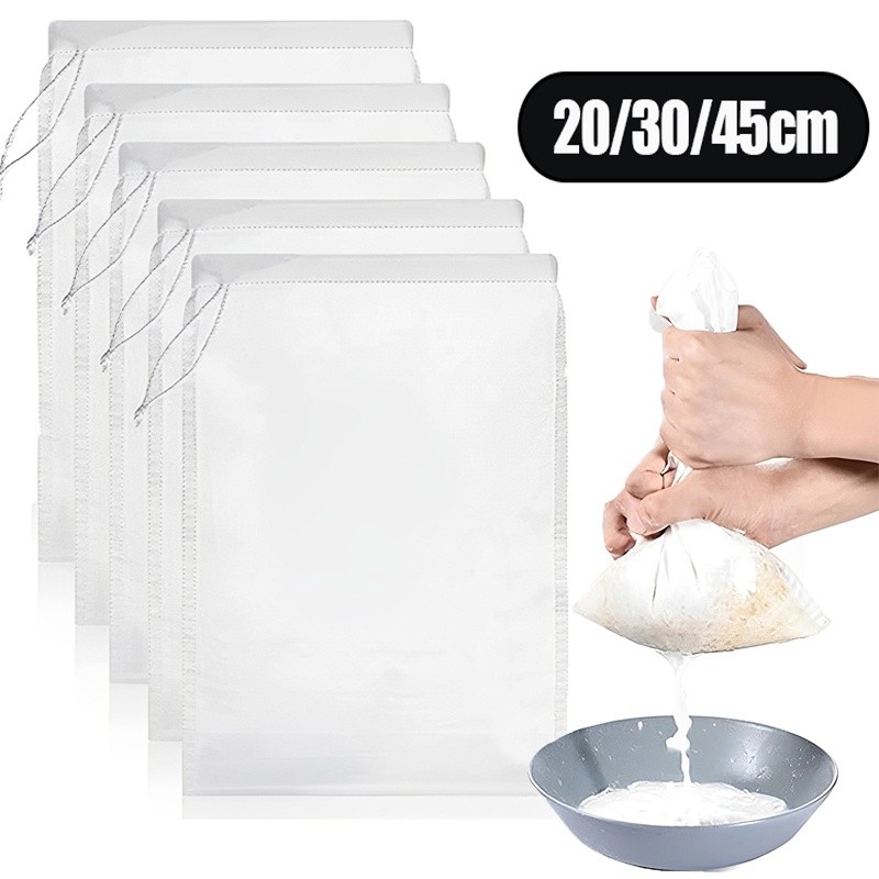 ครัว เชือกรูด กรอง-ทนทานนมถั่วเหลืองกรองถุงตาข่าย-นํามาใช้ใหม่ไนล่อนบีบกรองตาข่าย-สําหรับไวน์ถั่วนมชากาแฟโยเกิร์ต