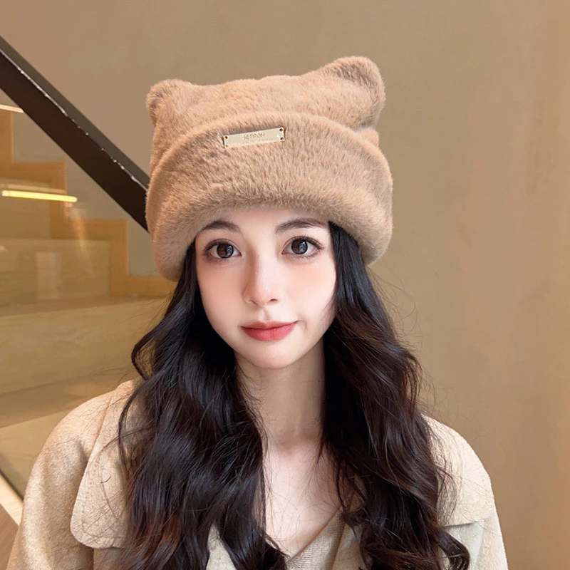 หมวกถักหูแมว ผ้าขนสัตว์เทียม แฟชั่นเกาหลี thumbnail 4