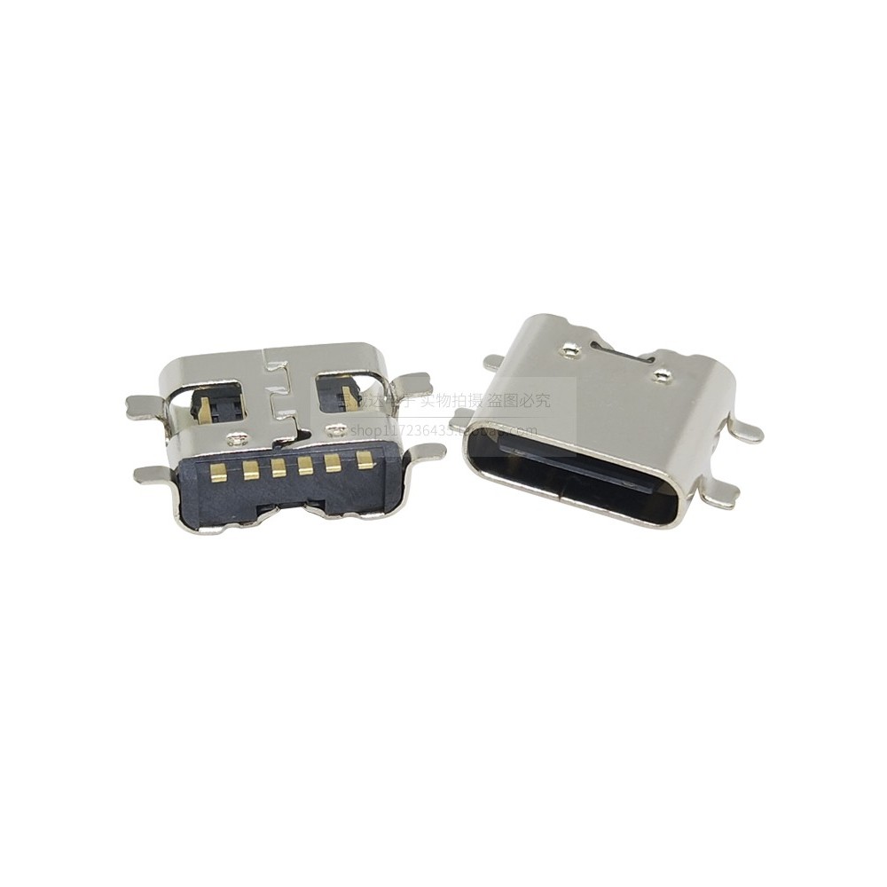 Type-c 6P สติกเกอร์เต็มรูปแบบซ็อกเก็ตหญิง USB3.1 Fast Charge 6-Pin Patch 4-Pin SMT ชาร์จซ็อกเก็ต HD อินเทอร์เฟซการส่งผ่าน