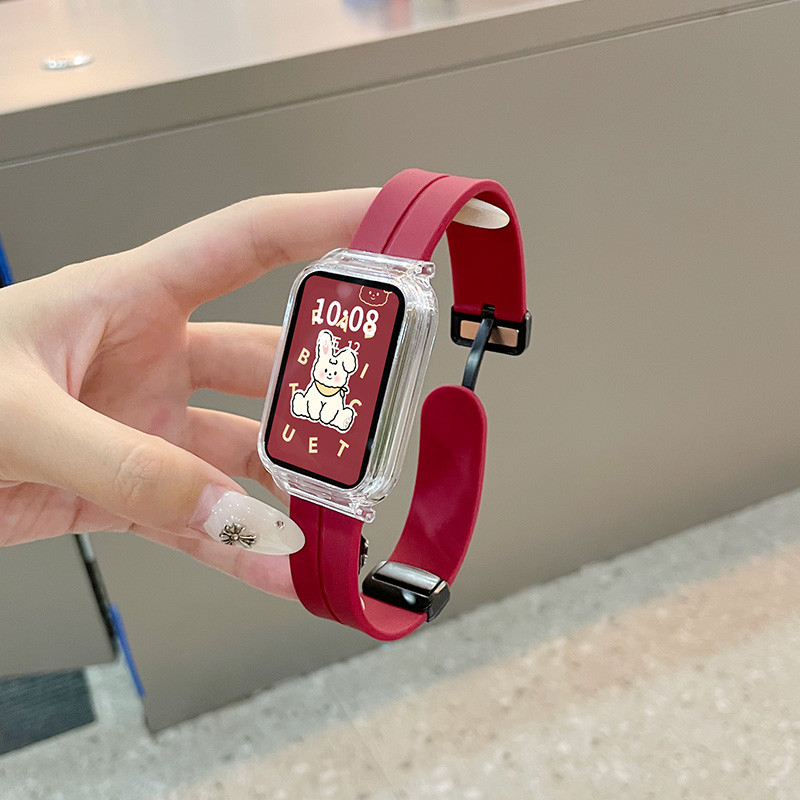 ซิลิโคนแม่เหล็กพับสายคล้องคอสําหรับ Xiaomi Smart Band 9 Pro / 8 Pro Watchband สําหรับ Xiaomi Smart Band 7 Pro สร้อยข้อมือ