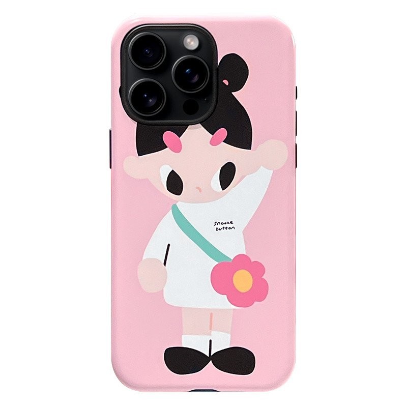 เคสมือถือสาวสีชมพูน่ารักลายการ์ตูนสำหรับ iPhone 16 PROMAX 8PLUS 11PROMAX สองชั้น11 Pro 12 13 PROMAX 14pro 15 PROMAX กันสกปรก14PROMAX 16 PLUS xsmax