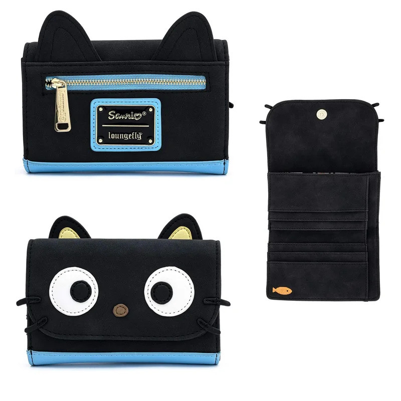 Sanrio Chococat Kuromi Loungefly กระเป๋าสตางค์คู่พับ ใส่เหรียญ ใส่บัตร ของขวัญสําหรับผู้หญิง