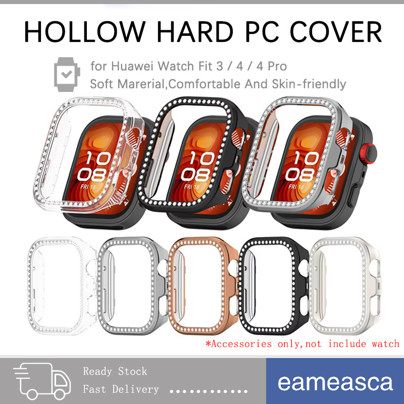 เพชร Bling กรณีพีซีสำหรับ for Huawei Watch Fit 4/4 Pro / 3 แข็งรูป้องกันหน้าจอปกสำหรับ for Smartwatch Huawei Fit 3