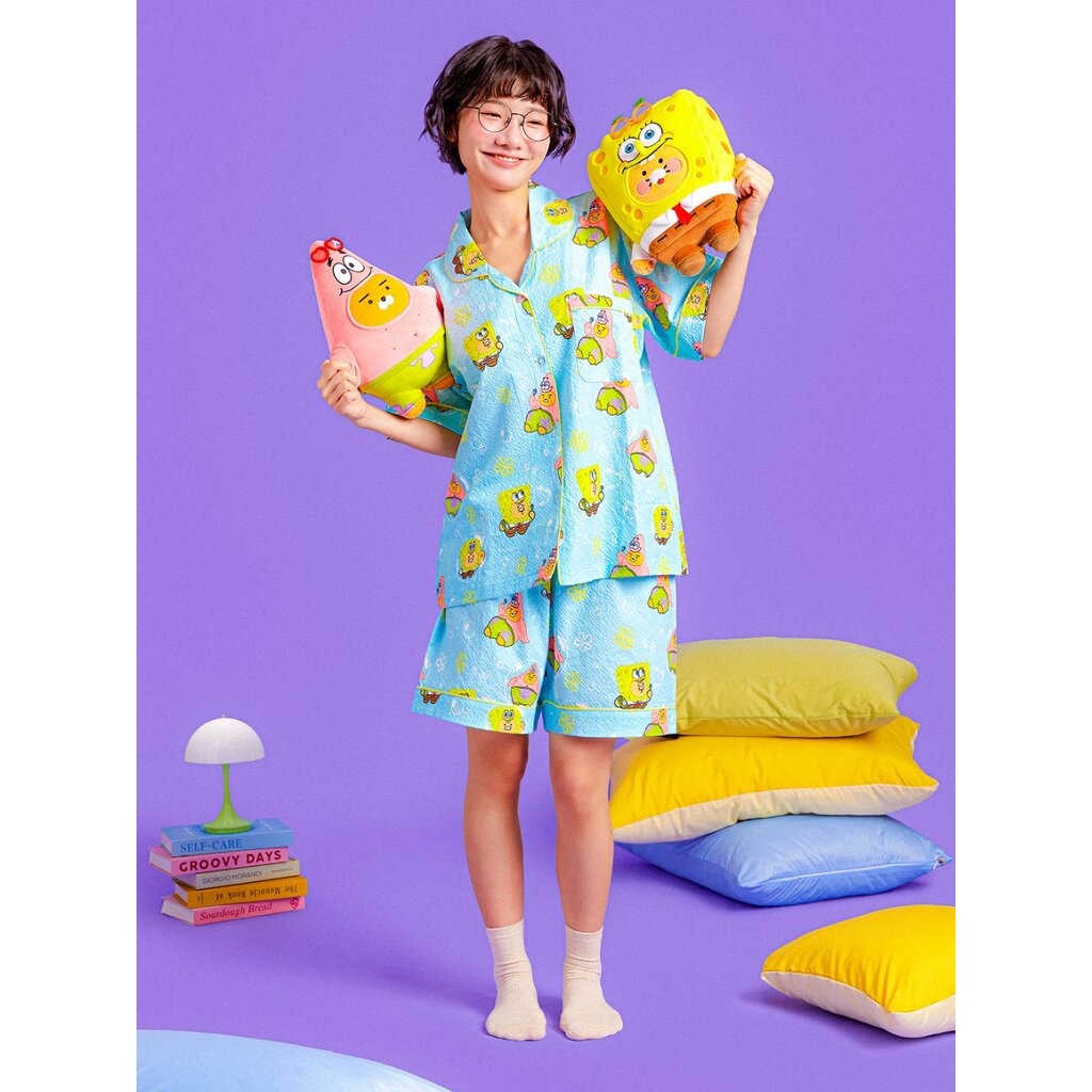 🛌พร้อมส่ง✨ SpongeBob x Kakao Friends Cooling Pajamas ชุดนอนผ้าบางเบาเย็นสบาย