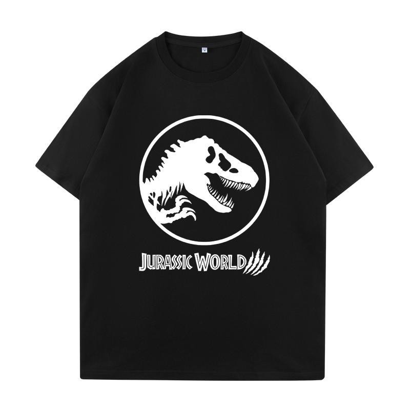 (จัดส่งตลอด 24 ชั่วโมง)เสื้อยืดฟอก เสื้อยืด Oversize เสื้อยืดแนวสตรีท Jurassic World ใส่ได้ทั้งชายหญิง ผ้าคอตตอน 100%