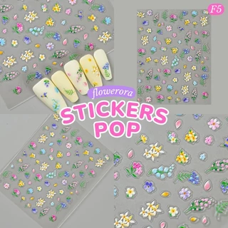 [6 ลาย] สติกเกอร์ดอกไม้ มีมิติ 5D Stickers Nail Pop สติกเกอร์ติดเล็บ ติดของใช้ ติดปุ๊บ น่ารักปั๊บ
