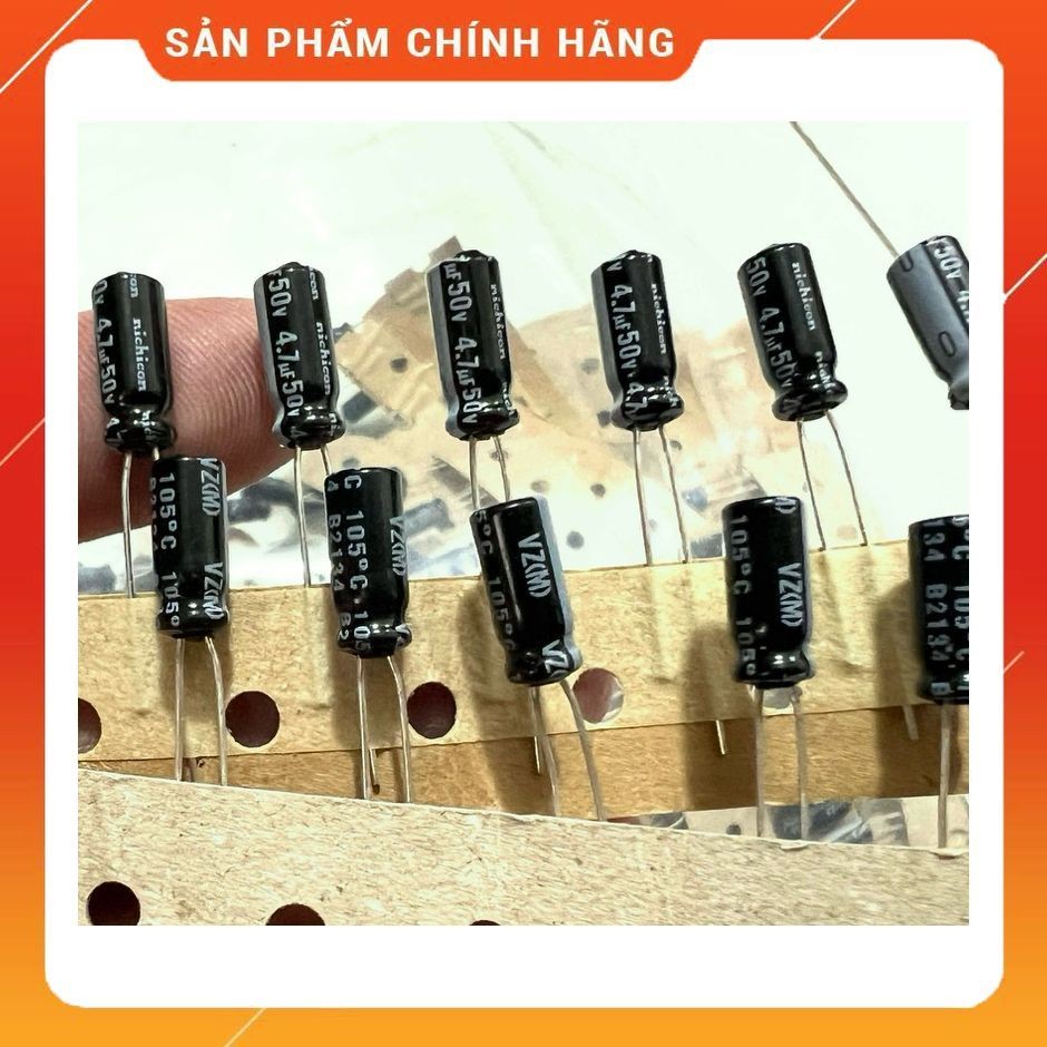 [ 10 ชิ้น ] ตัวเก็บประจุ nichicon 50V 4.7UF, 50V4.7UF, 4.7UF 50V, 4.7UF50V (5x11x2.5mm )