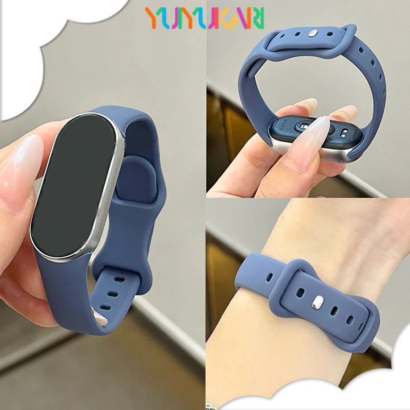 สายรัดซิลิโคนอ่อนสำหรับ for Smartwatch Xiaomi Mi Band 10 9 8 สายยางที่ปรับได้อุปกรณ์เสริมสายรัดข้อมือ