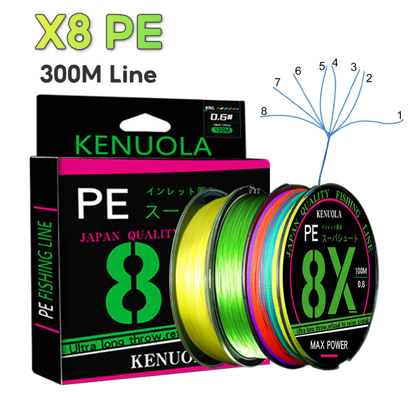 สายเบ็ดตกปลา PE แบบถัก แข็งแรงมาก X8 ยาว 100 ม. สําหรับน้ําจืด เรียบลื่นมาก