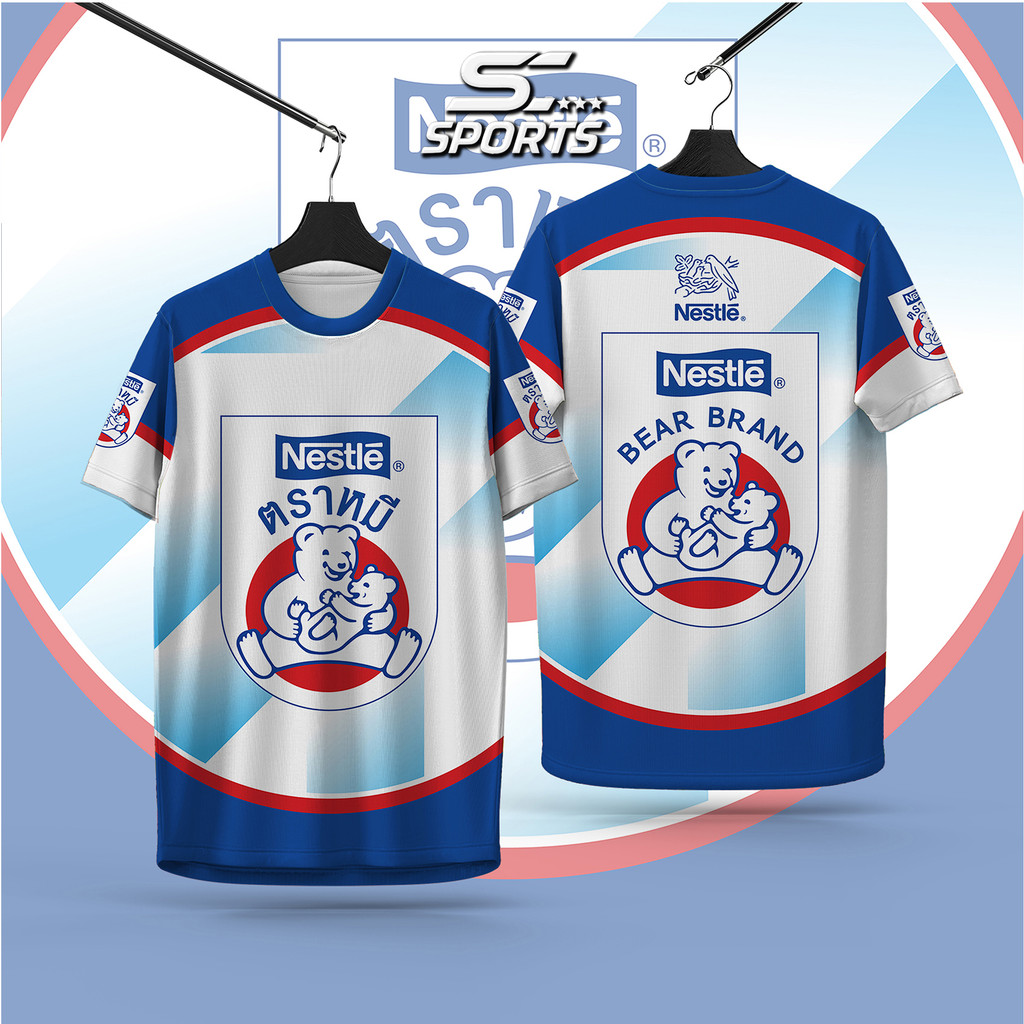 เสื้อพิมพ์ลาย เสื้อกีฬา ลายนมตราหมี งานจริงสวย สีสด คมชัด หนา145g นุ่ม ลื่น ใส่สบาย รับประกัน