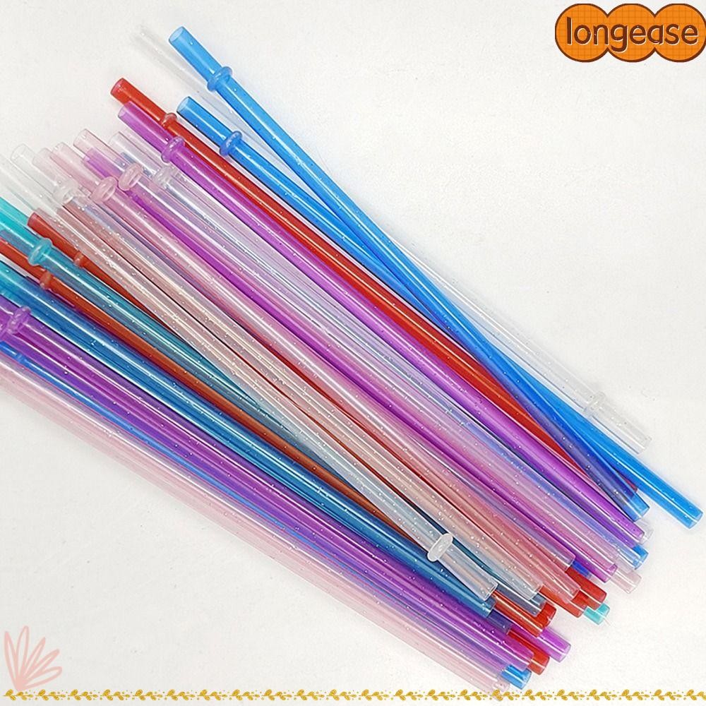 LONGE 1PC Glitter Straw, ถ้วยแบบพกพาอุปกรณ์เสริมผงทองหลอดพลาสติก, พร้อมแปรงทําความสะอาดรถ Travel Cup