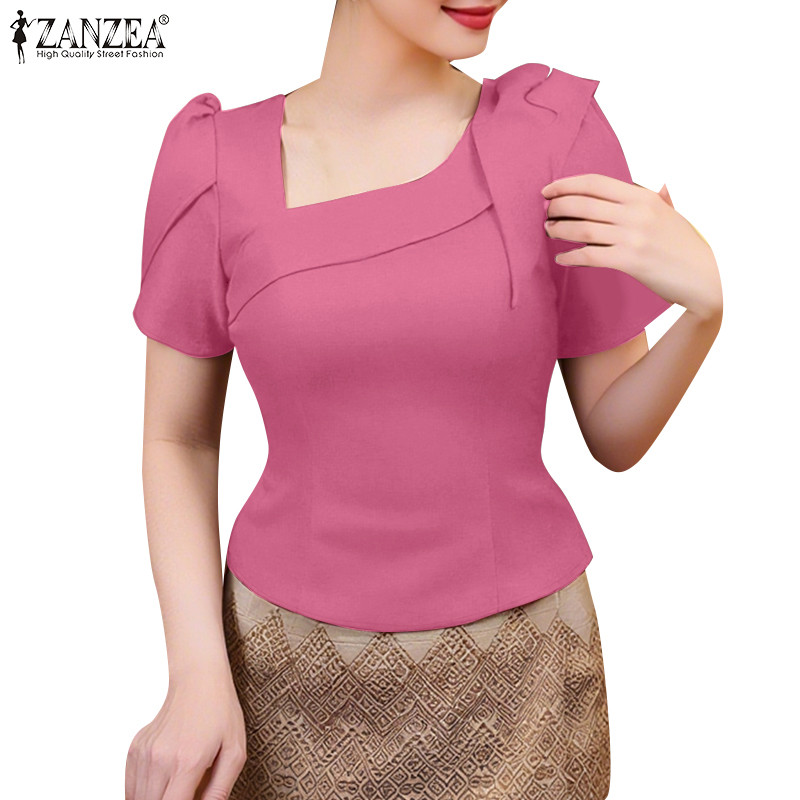 ZANZEA ออกแบบเฉพาะตัวสำหรับผู้หญิง แขนและเอวพิเศษ สไตล์เกาหลีหรูหรา