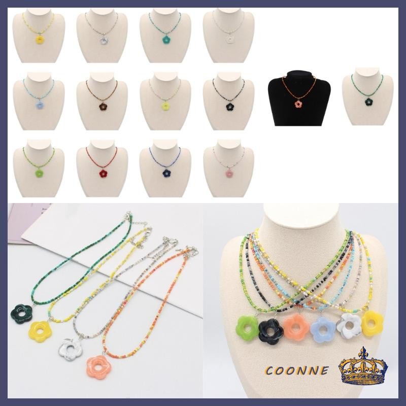 Colored Flower Necklace Handmade Bohemian Seed Bead Necklace Clavicle Necklace