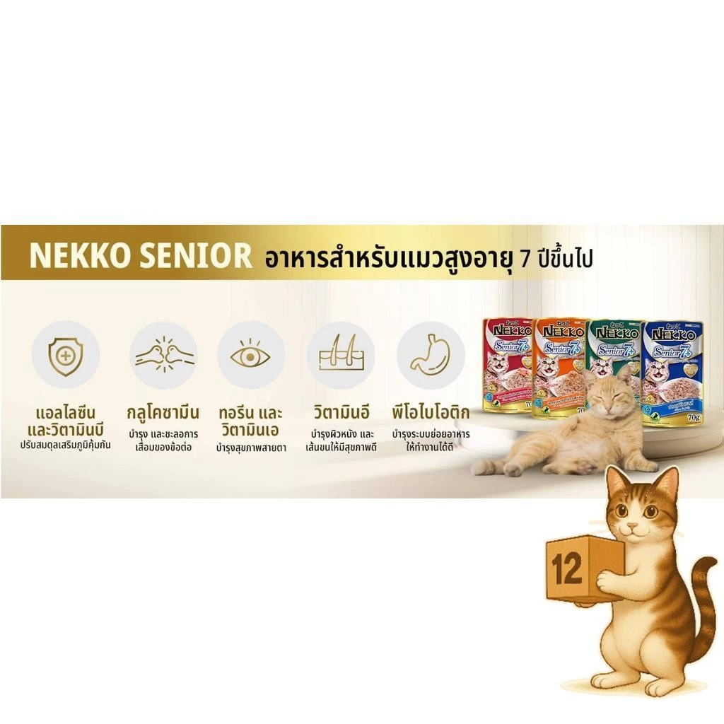 Nekko อาหารเปียกแมว 12 ซอง เนื้อทูน่าแท้ thumbnail 10