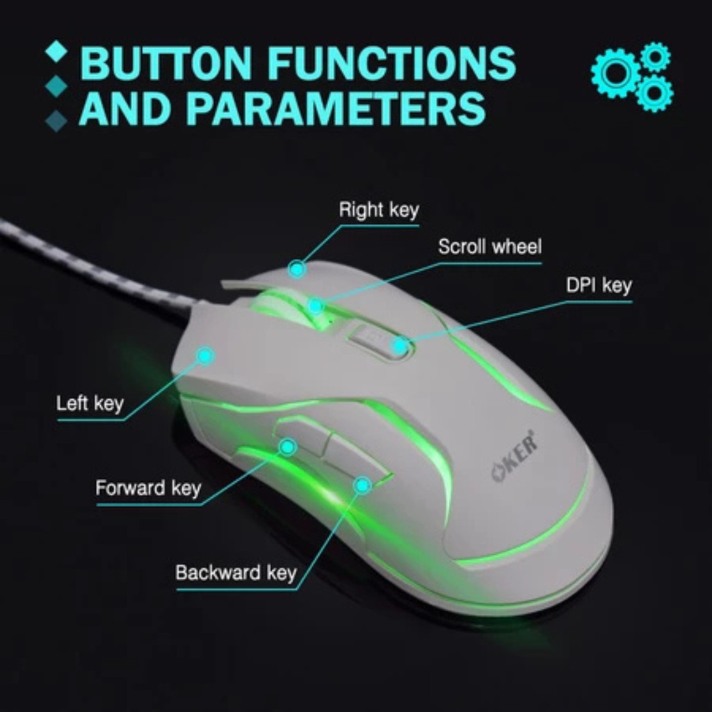 (มีส่งด่วน) OKER X25 6D WIRED LED GAMING MOUSE เมาส์ 6 ปุ่ม แสงไฟ LED 7 สี ปรับความเร็วได้ 4 ระดับ สูงสุด 3,600 DPI - รูปที่ 2