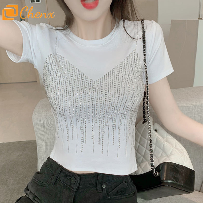 ชุดเสื้อยืดแขนสั้นและกระโปรงสำหรับผู้หญิง แบบหลวมสบาย