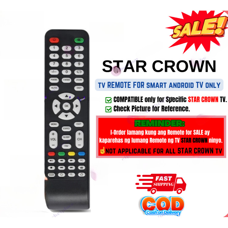 STAR CROWN สมาร์ททีวีรีโมทคอนโทรล STAR CROWN LED TV รีโมทคอนโทรลสําหรับสมาร์ททีวี Android STARCROWN 