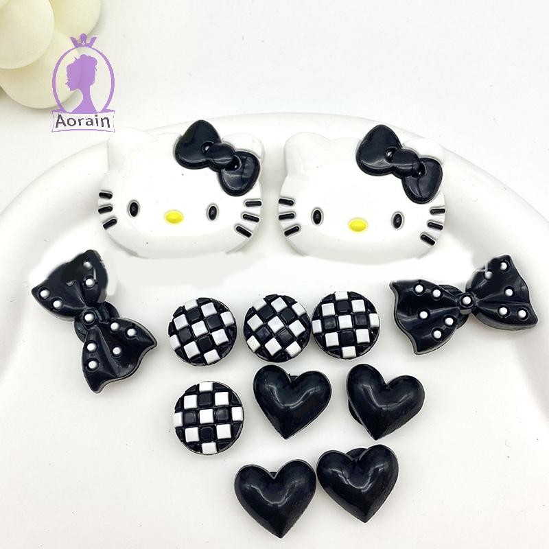 # แอนธ # 12ชิ้น/เซ็ตรองเท้าเสน่ห์ชุดสีดําและสีขาวธีมสาวผู้หญิงรองเท้าแตะอุปกรณ์เสริมรองเท้าหลุมรองเท้าแตะตกแต่ง.