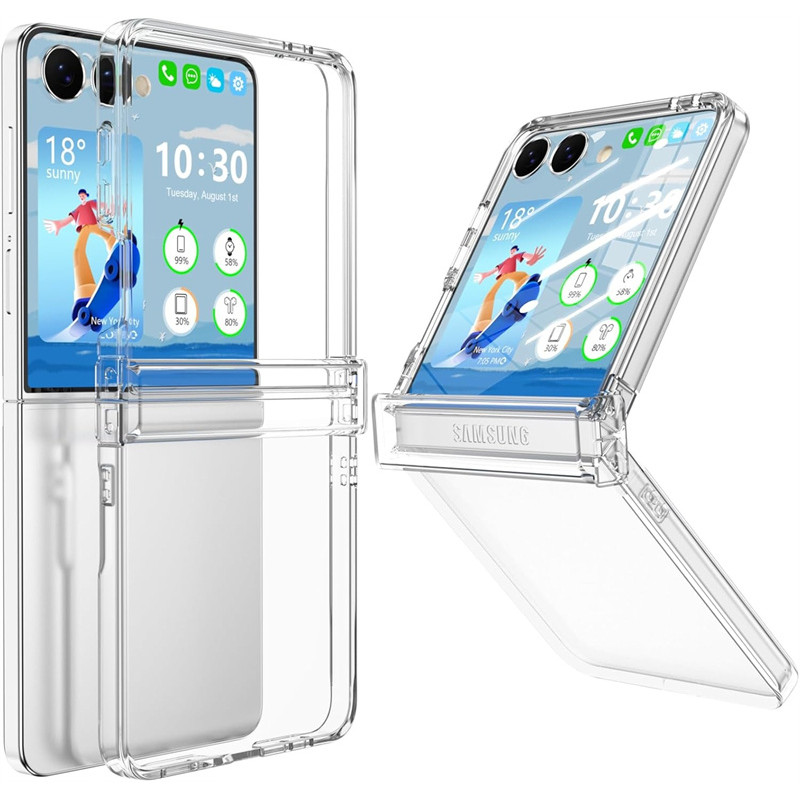 บานพับป้องกันเคสใสสําหรับ Samsung Galaxy Z Flip 7 Z Flip 7FE Z Flip 6 Z Flip 5 Z Flip 4 Z Flip 3 พร้อมบานพับเต็มรูปแบบ Slim โปร่งใสกันกระแทก Hard PC ฝาหลัง Flip7 Flip6