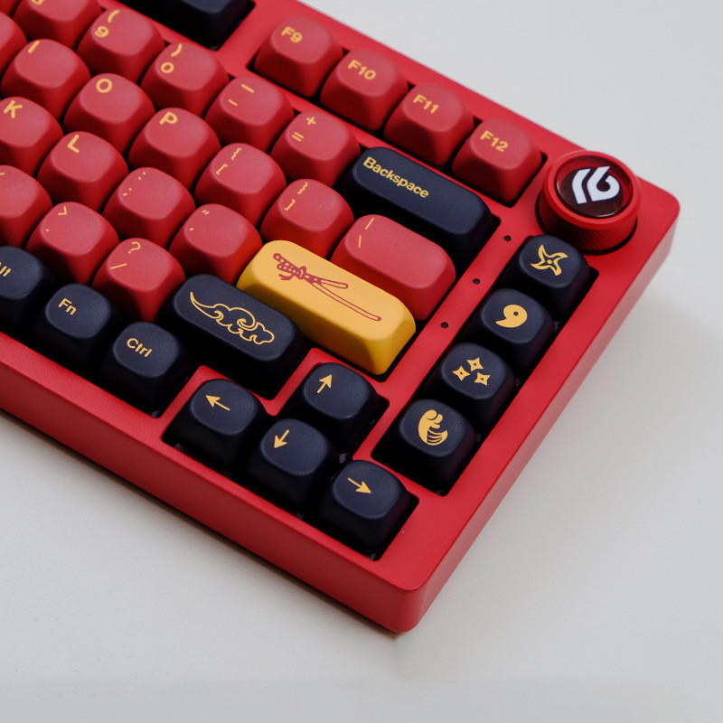 Red Samurai Keycap GMK Custom MOA\KOA ปุ่มกด PBT ระเหิดสูง 131 คีย์ปุ่มกดคีย์บอร์ดแบบกลไก