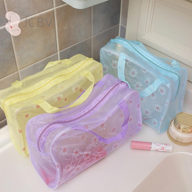 [Dhin] กระเป๋าเครื่องสําอาง PVC แบบใส กันน้ํา มีซิป สําหรับผู้หญิง 1 ชิ้น
