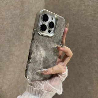 เคสโทรศัพท์ลายผ้ายีนส์เคลือบด้วยไฟฟ้าสร้างสรรค์สําหรับ ไอโฟน 17 16 15 14 13 12 มือโปร สูงสุด กันลื่นและป้องกันการตกฝาหลังป้องกั