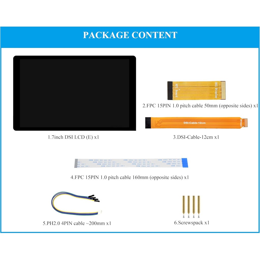 7 นิ้ว DSI LCD ใช้งานร่วมกับ Raspberry Pi 5/4B/CM4/3B+/3A+/3B/Compute โมดูล 5/CM5/CM4/CM3+/CM3, 1280