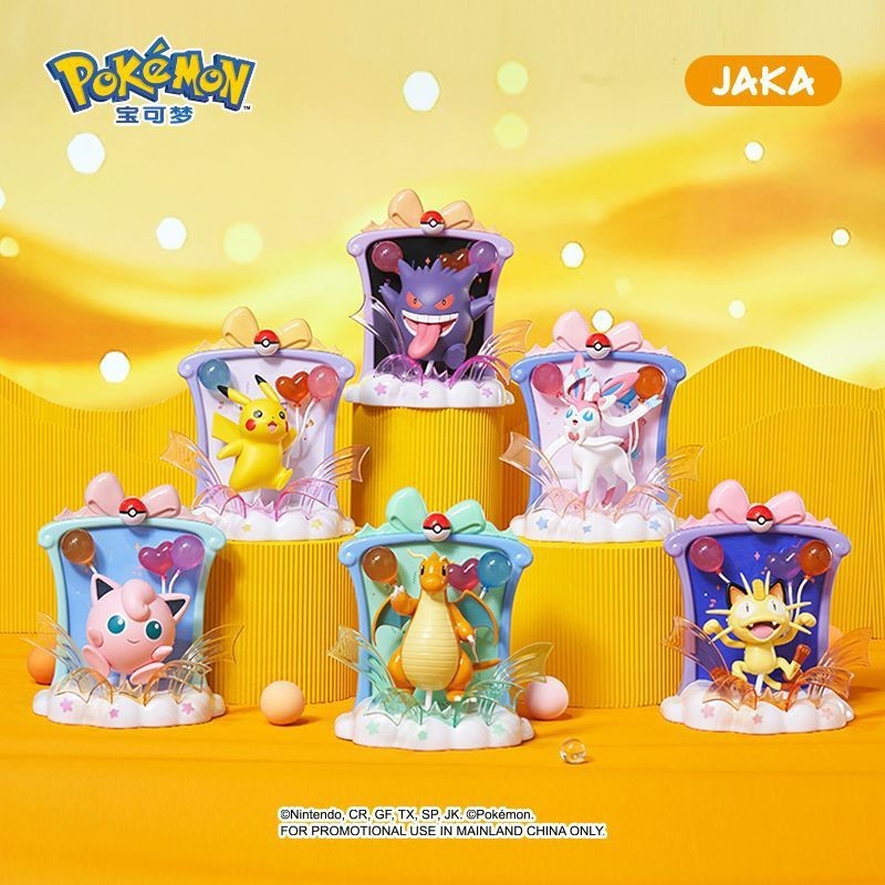 Pokémon รูปตุ๊กตา Pokémon Happy Party กรอบรูปประกอบ Pikachu Fast Dragon Gengar Meow Meow ไขมัน Ding 