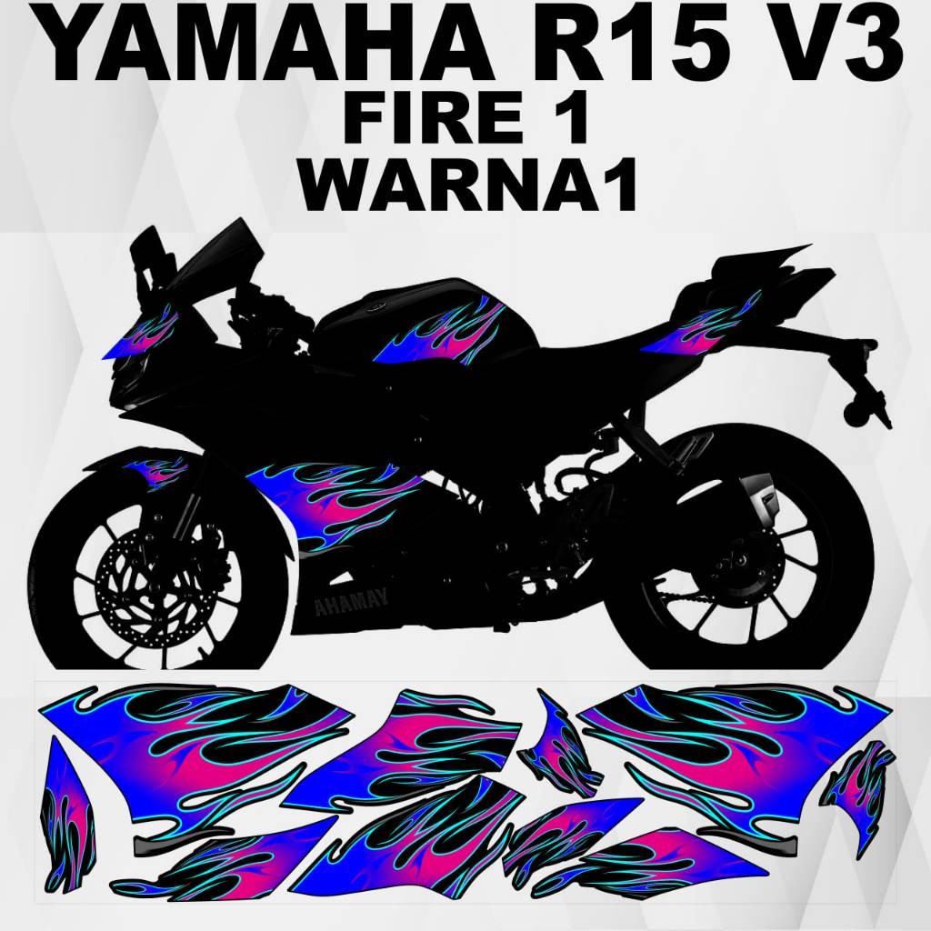 Yamaha R15 V3 Fire Sticker - Yamaha R15 V3 Fire Striping Decal