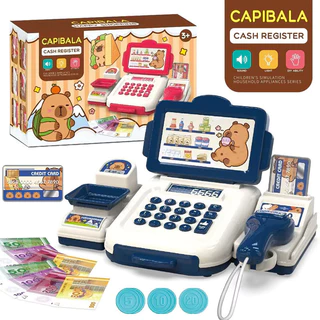 BHQ ของเล่นเด็ก capybara เครื่องคิดเงินเด็ก ซูเปอร์มาร์เก็ตจำลอง มีไฟมีเสียง เครื่องคิดเลขจริง